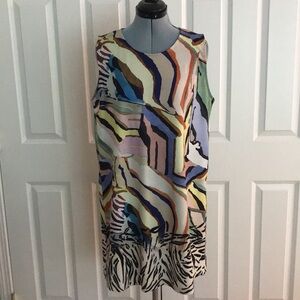 Isle by Melis Kozan Multicolor Abstract Print Sleeveless Shift Dress M